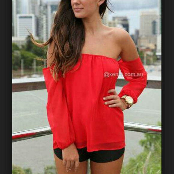 Red off the shoulder top