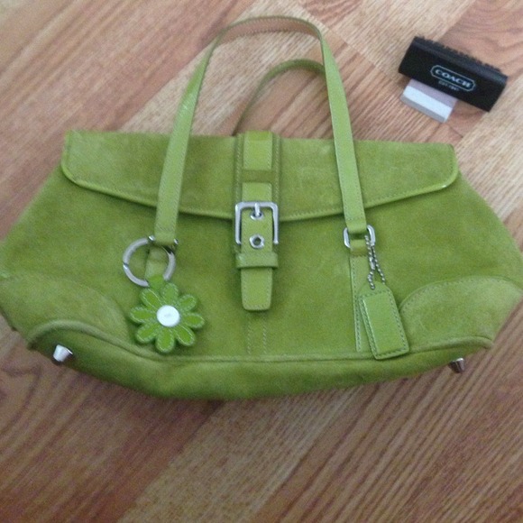Lime green suave leather coach handbag!