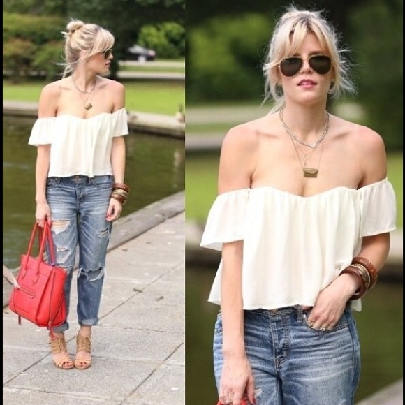 Off shoulder white blouse stoned cold fox inspired