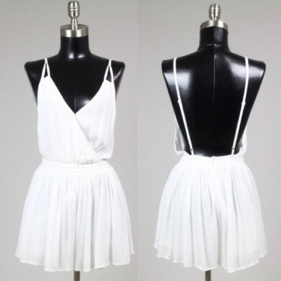 Open back white romper (semi sheer) with lining