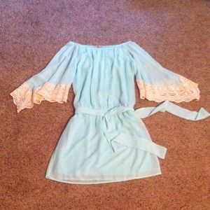 Boho Pastel mint green bell sleeved dress