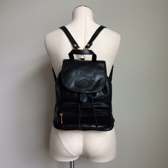 Vintage Valentino Black Leather Backpack Purse