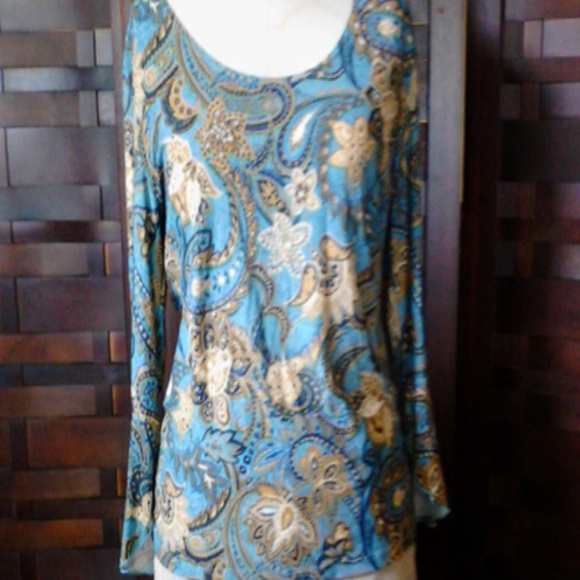 Susan Lawrence Small Blue Paisley Print Blouse