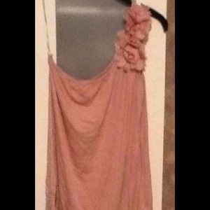 One shoulder coral flower shirt