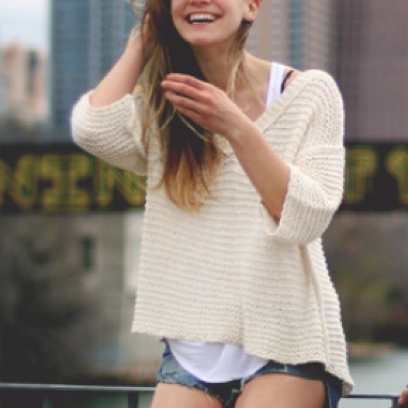 KEEPING FOR NOW Cream FP Short Sleeve Knit Sweater - Picture 2 of 4