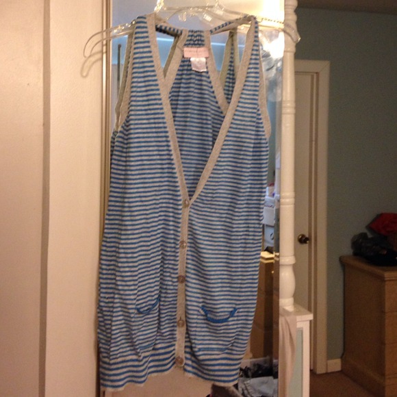 Romeo & Juliet Couture Sweaters - Blue n grey striped sweater vest