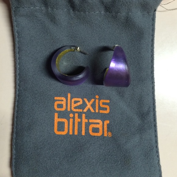 Alexis Bittar Purple Lucite Hoop Earrings