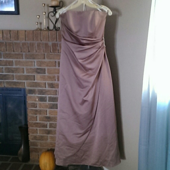 David's Bridal Satin Bridesmaid Dress w/Side Drape