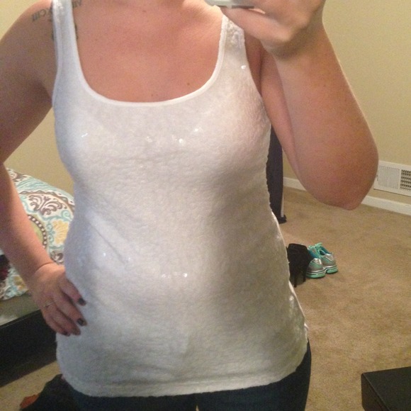 Old Navy White Sequin Tank
