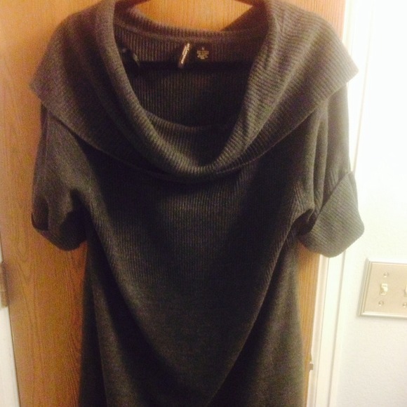 Grey cowl neck sweater dress