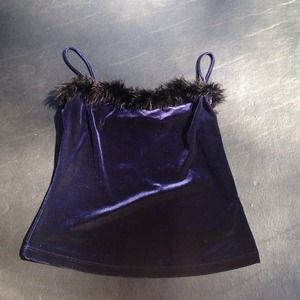 Vintage Blue velvet fuzzy top