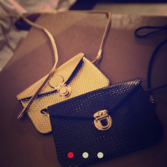 2014 Gold Leather Cross Body Clutch