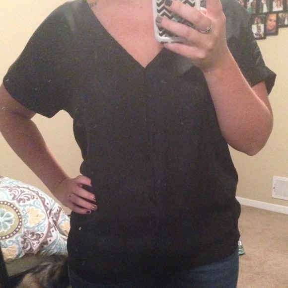 🚫TRADED🚫Black V neck Blouse Top - Picture 1 of 1