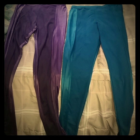 teal and purple leggings