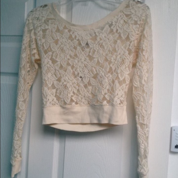 Long-sleeved lace crop top - Picture 1 of 1
