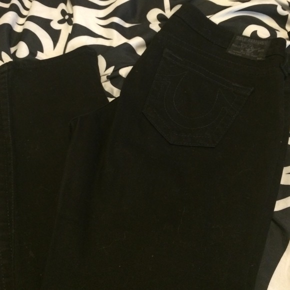 True religion black cut up Jeans