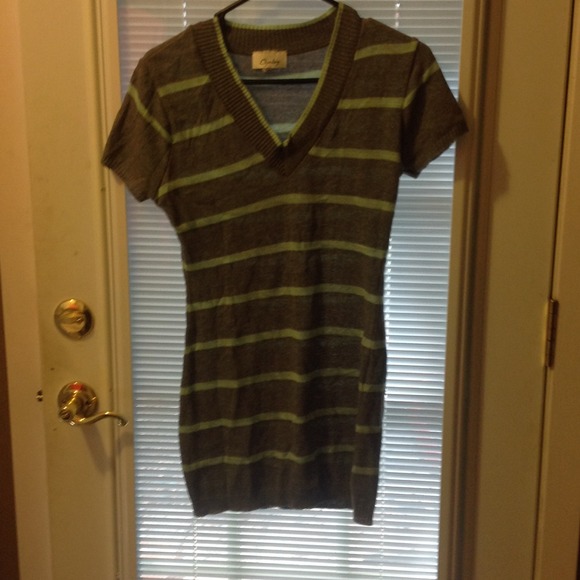 Cheslen gray and mint striped dress