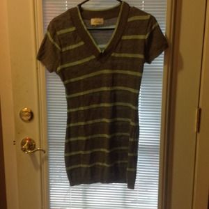 Cheslen gray and mint striped dress