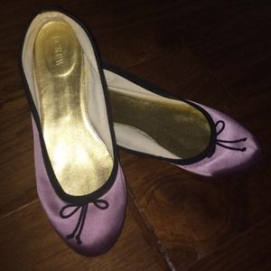 Jcrew satin lavender with black trim ballet flats