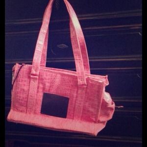 Pink dog carrier bag& 4 outfits