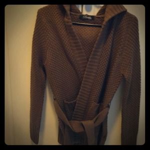 Brown wrap sweater w belt