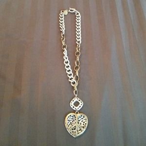 Jessica Simpson heart peace sign chain necklace
