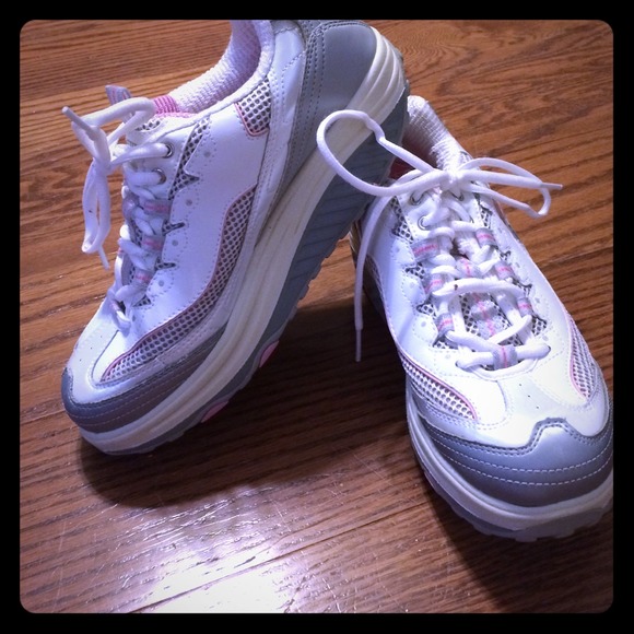 Pink and white shape up walking/running shoes. - Picture 1 of 3