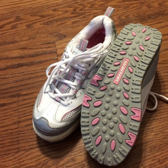 Pink and white shape up walking/running shoes. - Picture 2 of 3