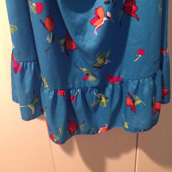 Size XL Blue Flower String Halter Top Dress - Picture 3 of 4