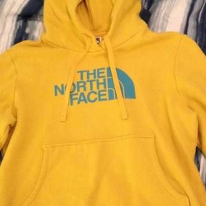 The north face yellow hoodie large blue