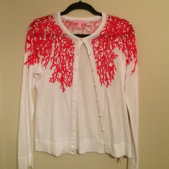 Lilly Pulitzer Coral Print Cardigan