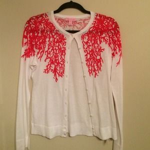 Lilly Pulitzer Coral Print Cardigan