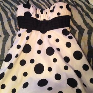 A black and white pocka  dot B.Darlin dress