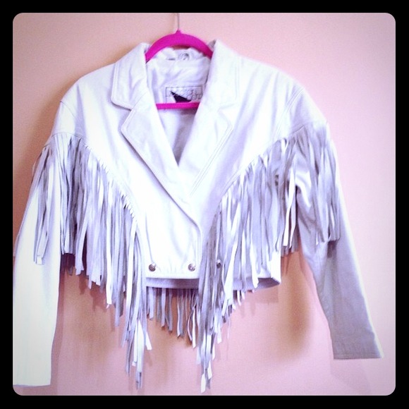 Yucatan Bay Jackets & Blazers - Vintage 1980's white fringed leather jacket