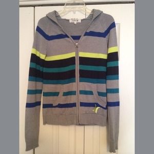 Gray Hurley Striped Sweater with Zipper