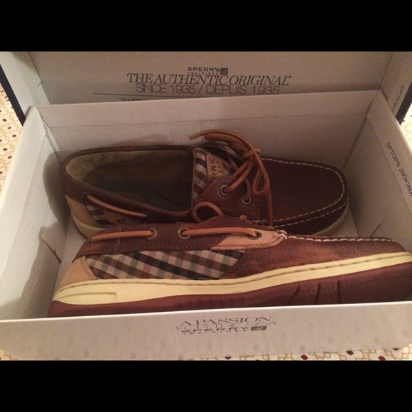 New SPERRY TOP-Sider bluefish tan/oilcloth SIZE 8