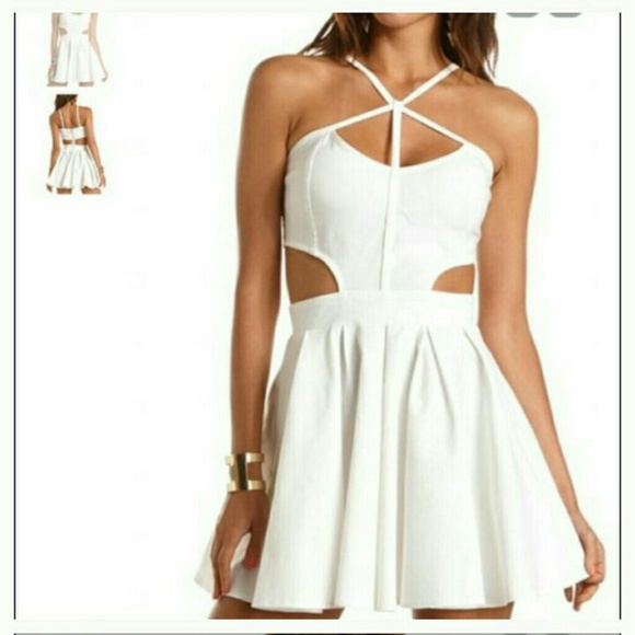 White cut-out skater dress