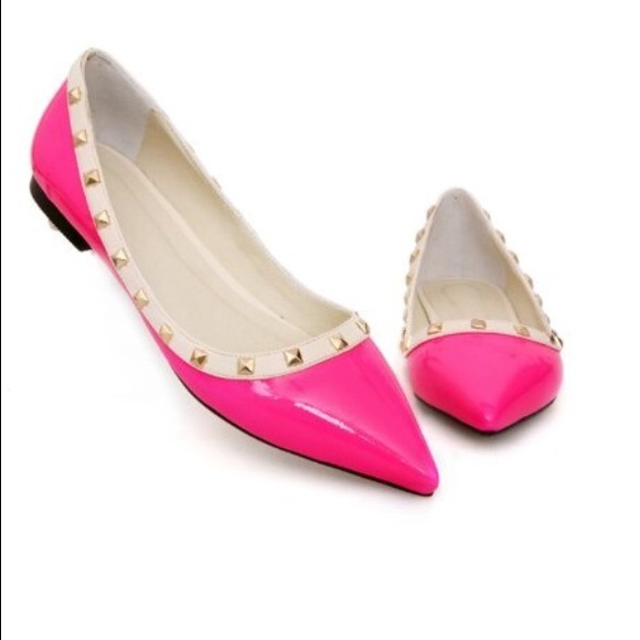 Hot pink studded flats