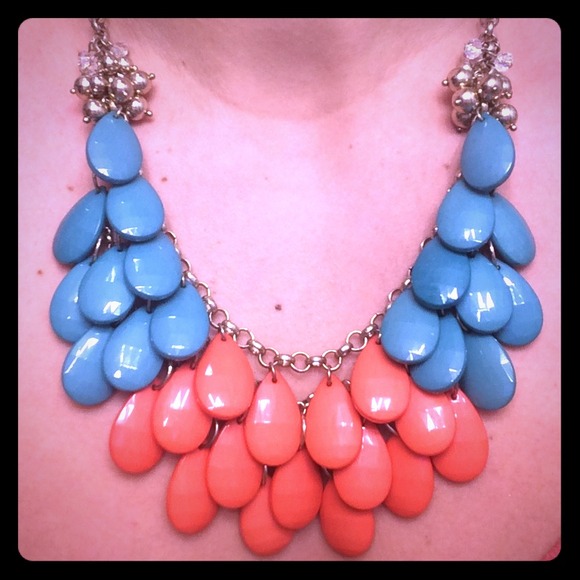Turquoise and Orange Statement Necklace