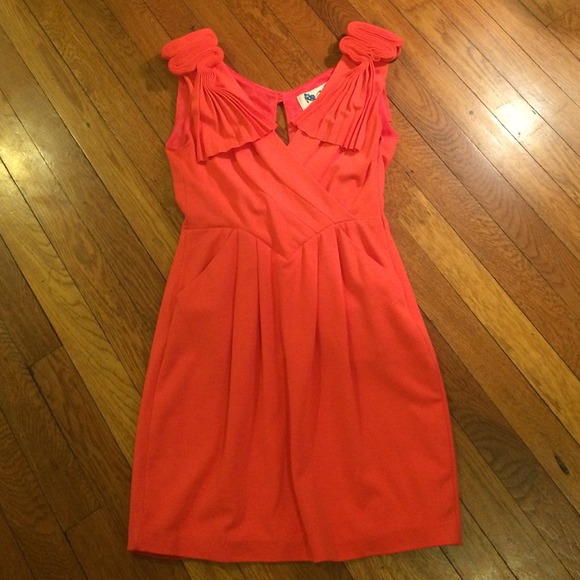 Coral Cocktail Dress - Picture 2 of 3