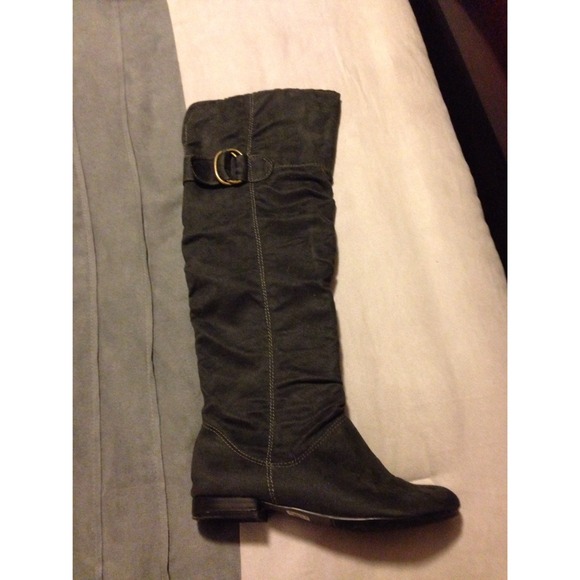 Dark gray suede tall boots