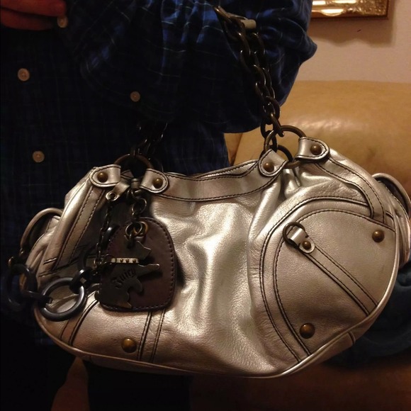 Silver Leather Juicy Couture Shoulder Bag