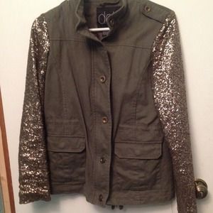 Sequin sleeved army jacket