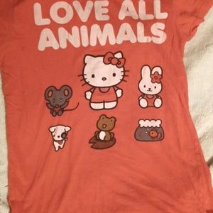 Hello Kitty t-shirt red size large crew neck