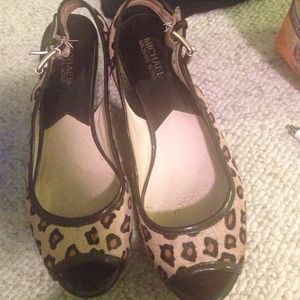 1 hour sale! Michael Kors leopard wedges size 9!