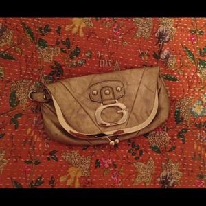 Gold guess clutch