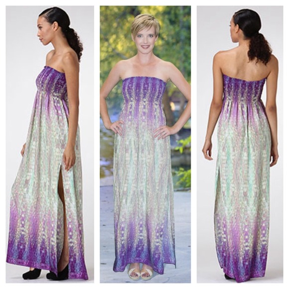 Smocked Watercolor Maxi Dress