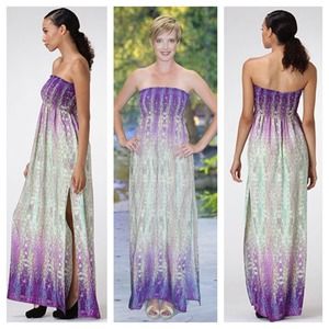 Smocked Watercolor Maxi Dress