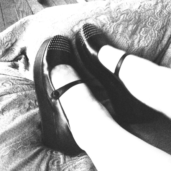 AEROSOLES Black Platform Studded Mary Janes