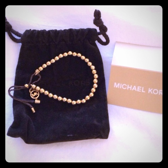 Michael Kors Gold & leather beaded bracelet